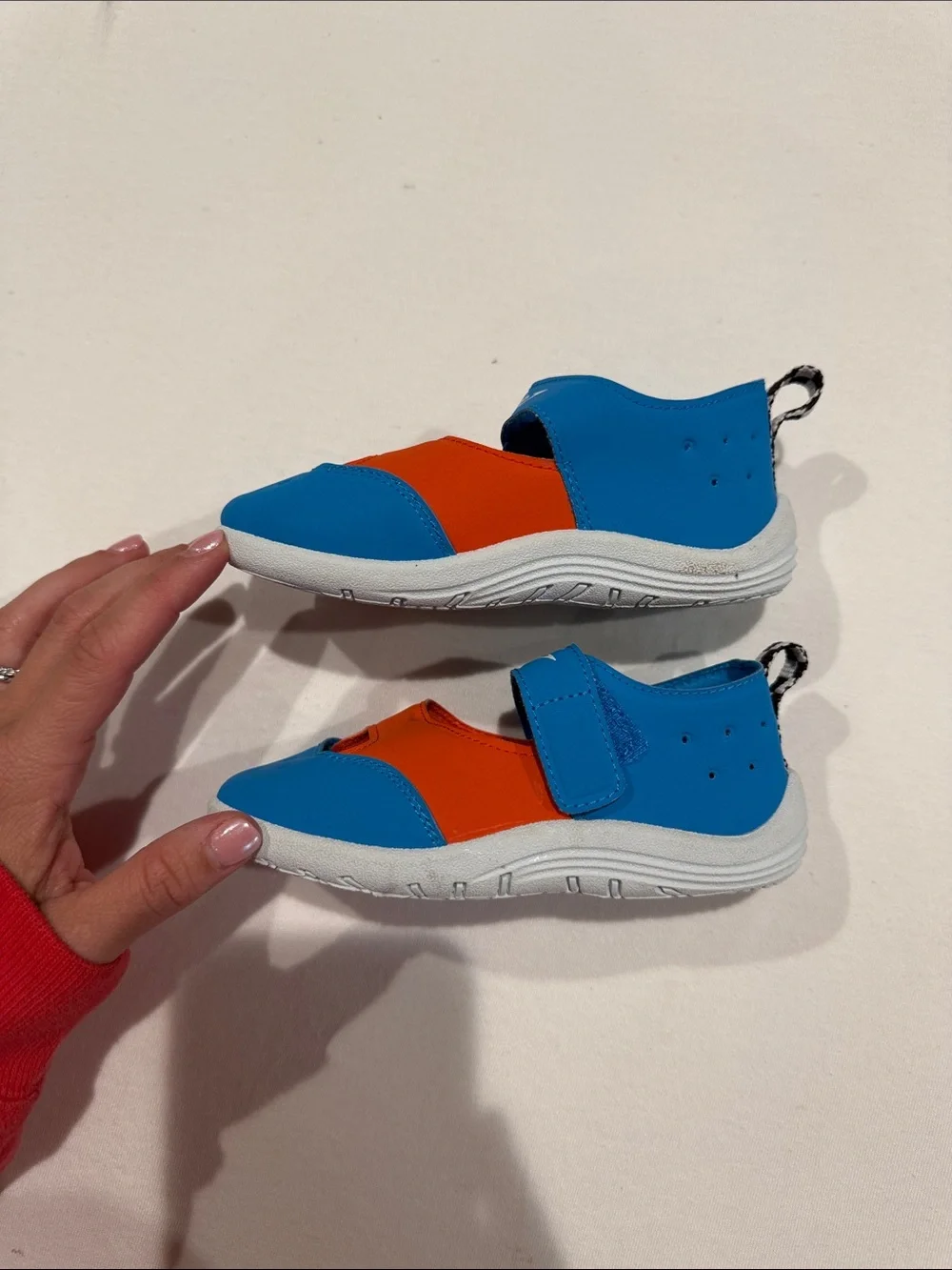 Speedo Kids Blue & Orange Slip-On Water Shoes with Velcro Strap Size 7/8